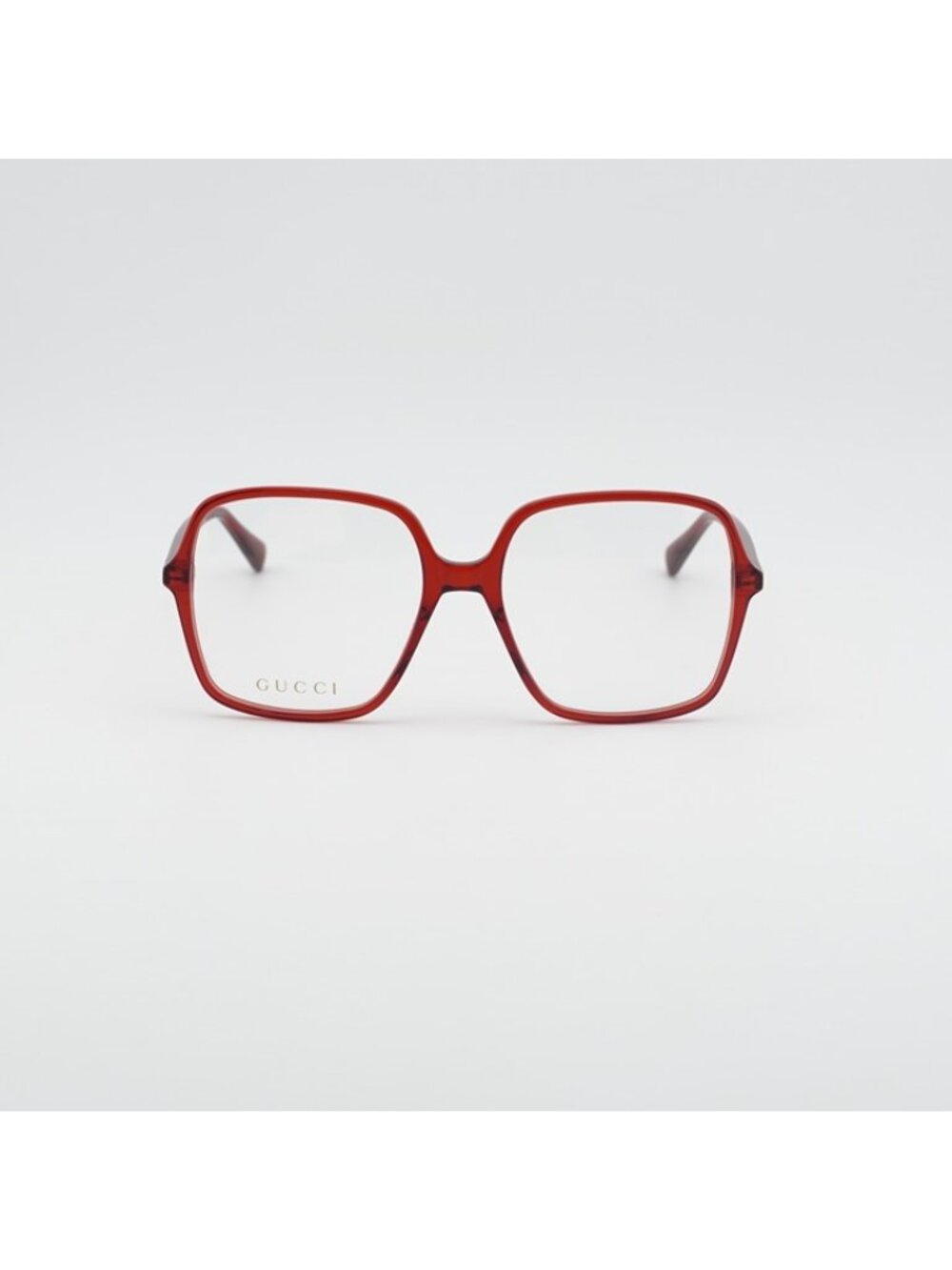 Gucci GG1003O 011 Eyeglasses Shiny Transparent Red 53mm Square Frame - Picture 2 of 10